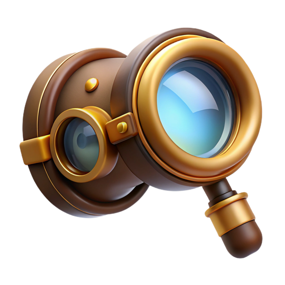 striking calm rustic Steampunk goggles with a built-in magnifying glass with Transparent Background top-tier png