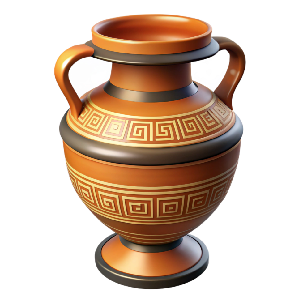 coveted geometric Ultra-detailed, professional render of a single, ancient Greek vase with intricate patterns Isolated cutout with Transparent Background studio quality png