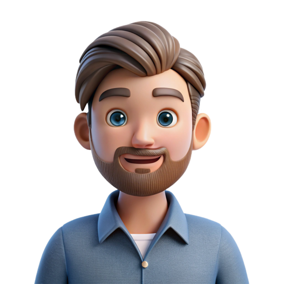 impressive distinguished Man with a beard wearing a casual shirt, with Transparent Background png