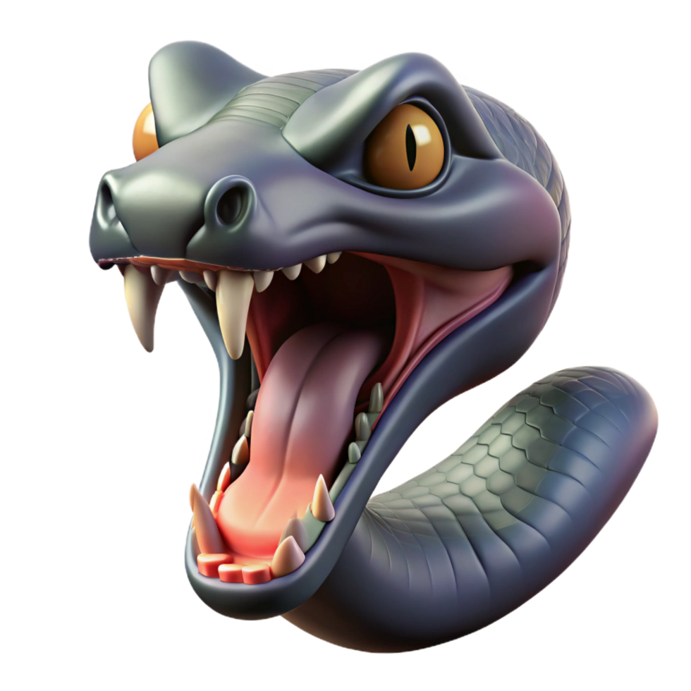 distinguished industrial Ultra-detailed, professional render of a single Chimera head snake, hissing, isolated cutout with Transparent Background impeccable png