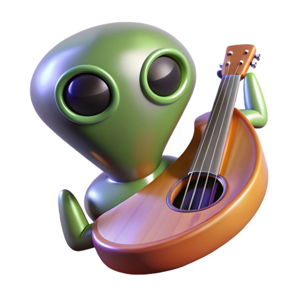 immaculate celebrated Concept art style, hyper-specific, isolated cutout, professional render of a single, alien musical instrument with Transparent Background png