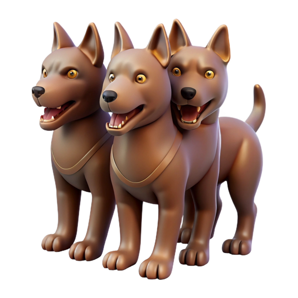 dreamy alluring Cerberus, three-headed dog, hellhound, with Transparent Background exclusive png