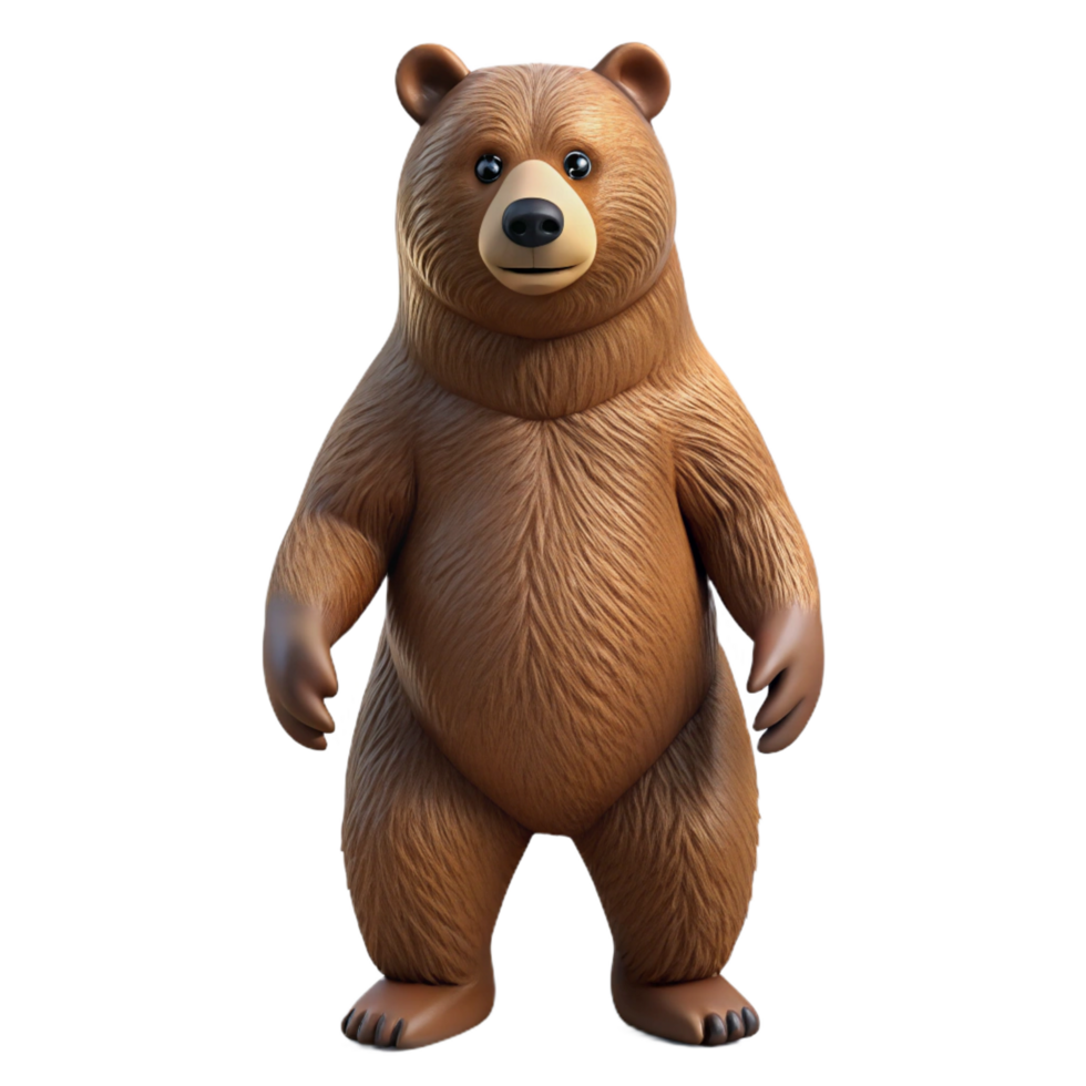 nostalgic extraordinary A grizzly bear, standing on hind legs, with Transparent Background masterfully captured png