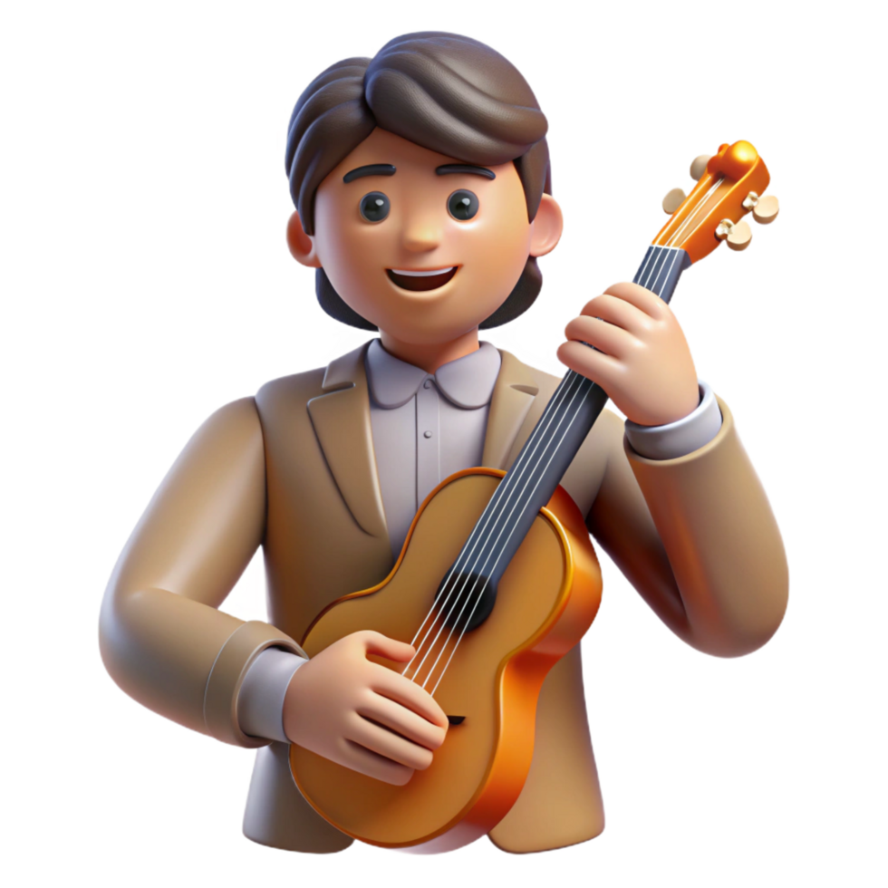 peaceful fascinating Musician holding instrument, music portrait, with Transparent Background impeccable png