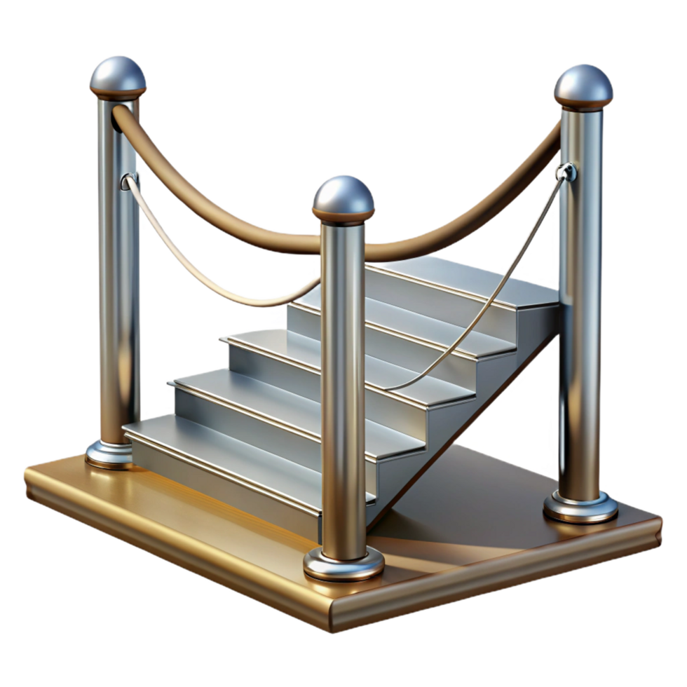 signature avant-garde Staircase railing, stainless steel cable, with Transparent Background fine detail png