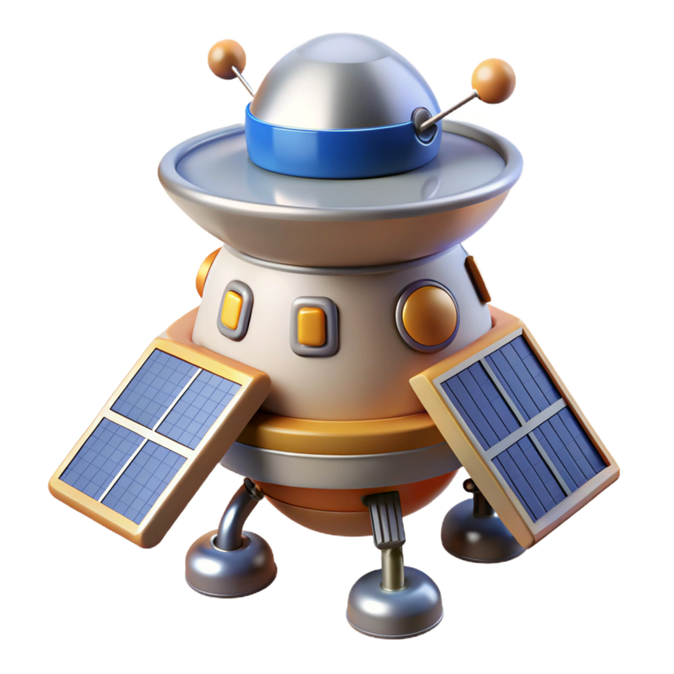 energetic stunning Ultra-detailed, professional render, concept art style, isolated cutout of a single, robotic space probe with deployed solar panels with Transparent Background masterfully captured png