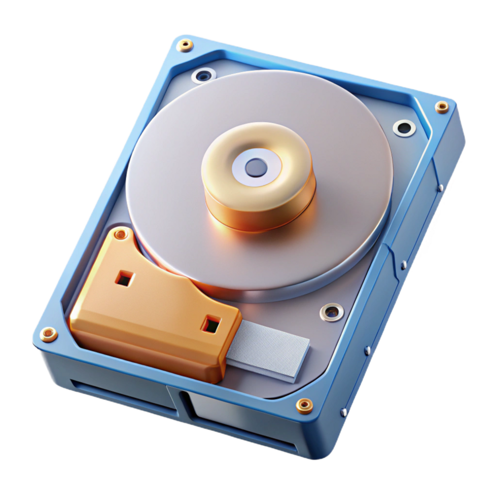 beautiful exceptional A hard drive with exposed platters with Transparent Background png