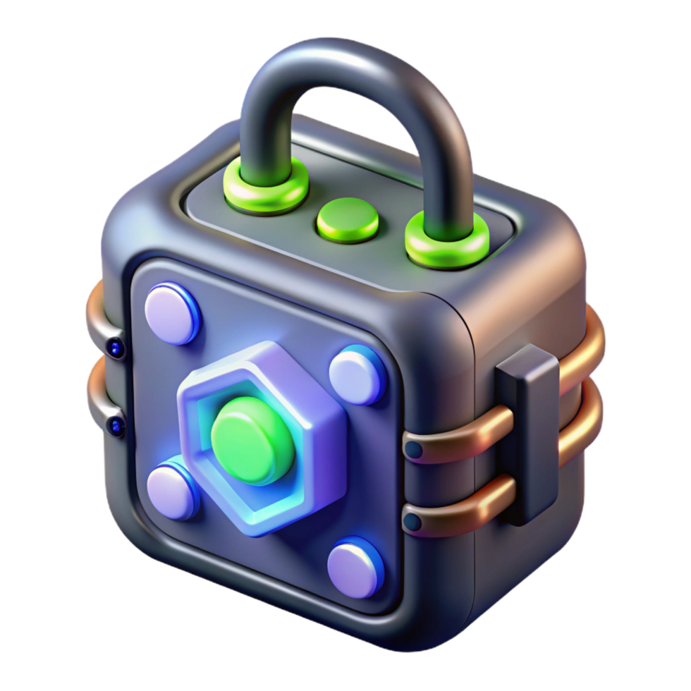 beautiful peaceful classic Photorealistic professional render of a single, advanced hacking tool with glowing LED indicators with Transparent Background gallery standard png