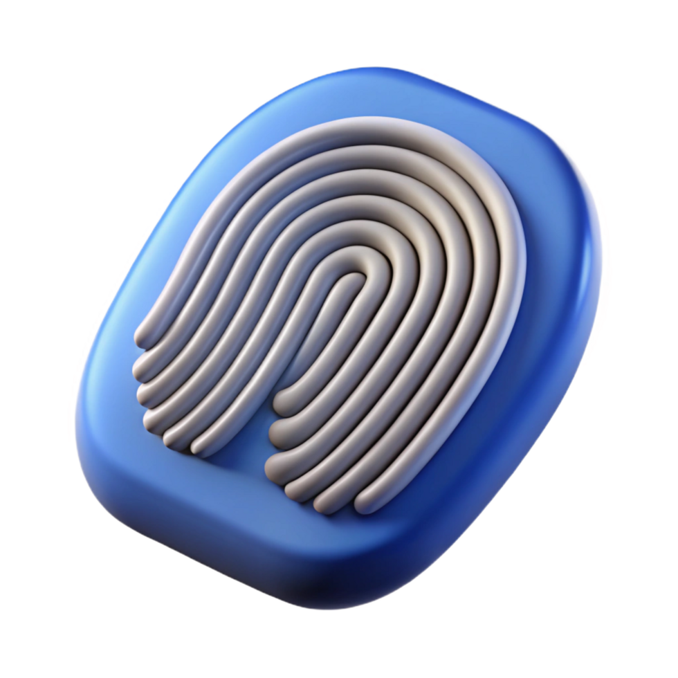 dynamic glorious Photorealistic ultra-detailed render of a single biometric fingerprint scanner, isolated cutout with Transparent Background impeccable png