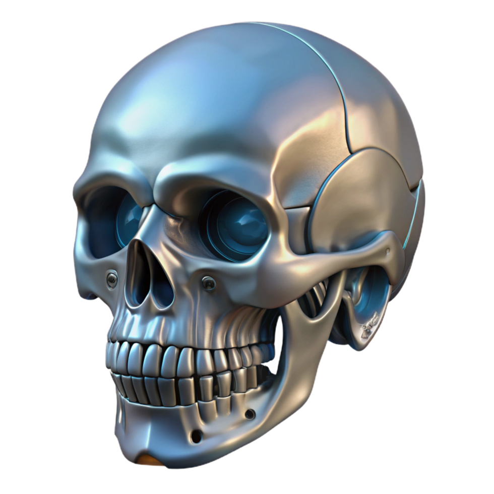 captivating nordic Isolated cutout of a biomechanical skull, concept art style, hyper-specific, ultra-detailed professional render with Transparent Background 8K png