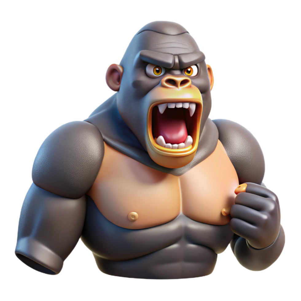 glorious playful geometric A growling Gorilla, chest beating, with Transparent Background elite png