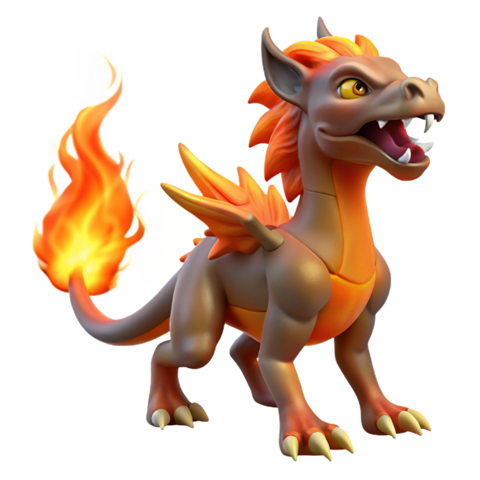 picturesque intense abstract Chimera, fire-breathing hybrid, with Transparent Background expertly shot png