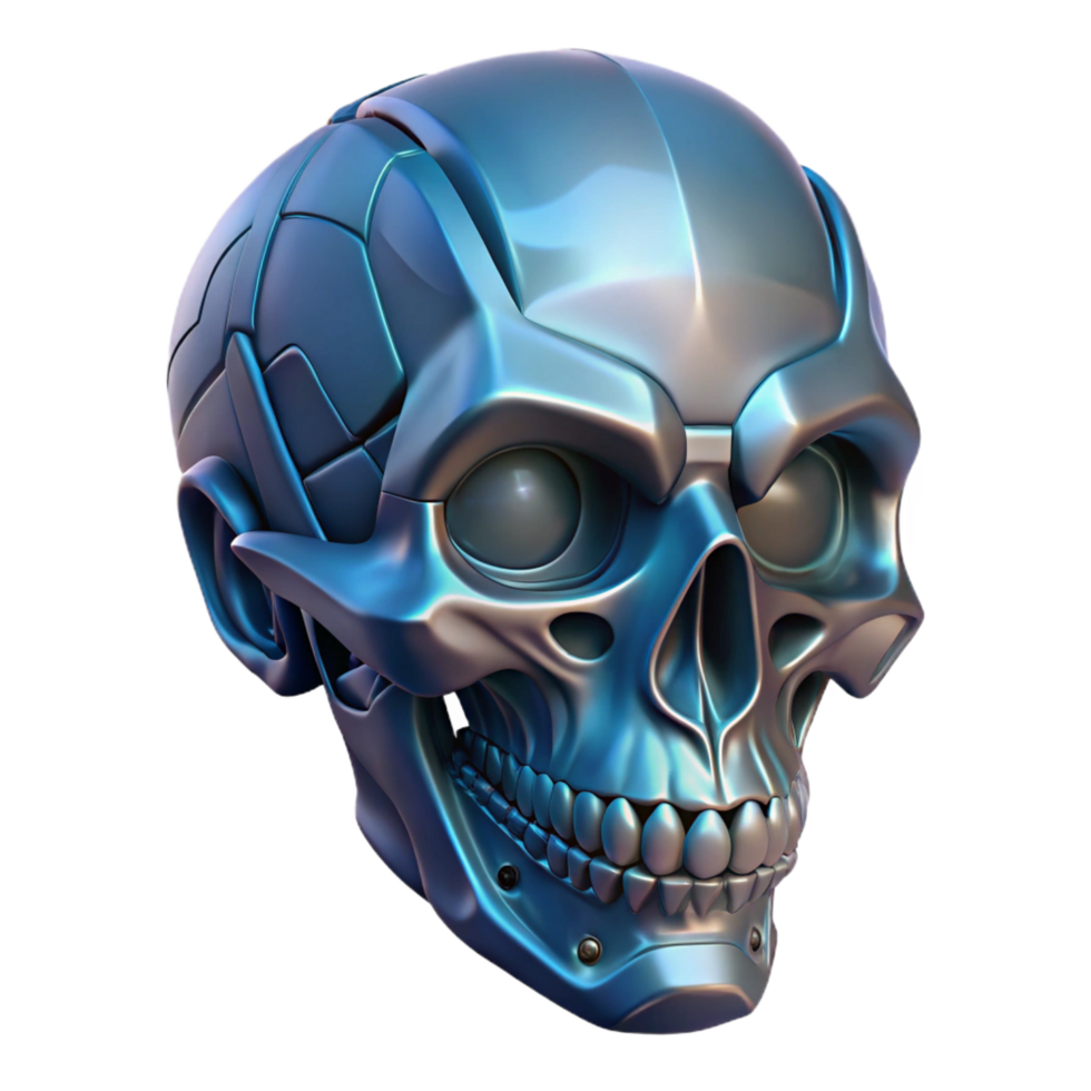 extraordinary creative Isolated cutout of a biomechanical skull, concept art style, hyper-specific, ultra-detailed professional render with Transparent Background studio quality png