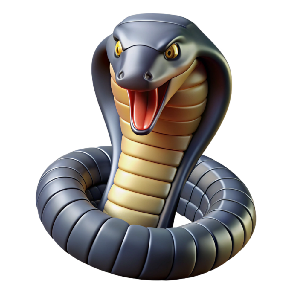 splendid romantic impressionist A striking king cobra snake with hood flared with Transparent Background 8K png