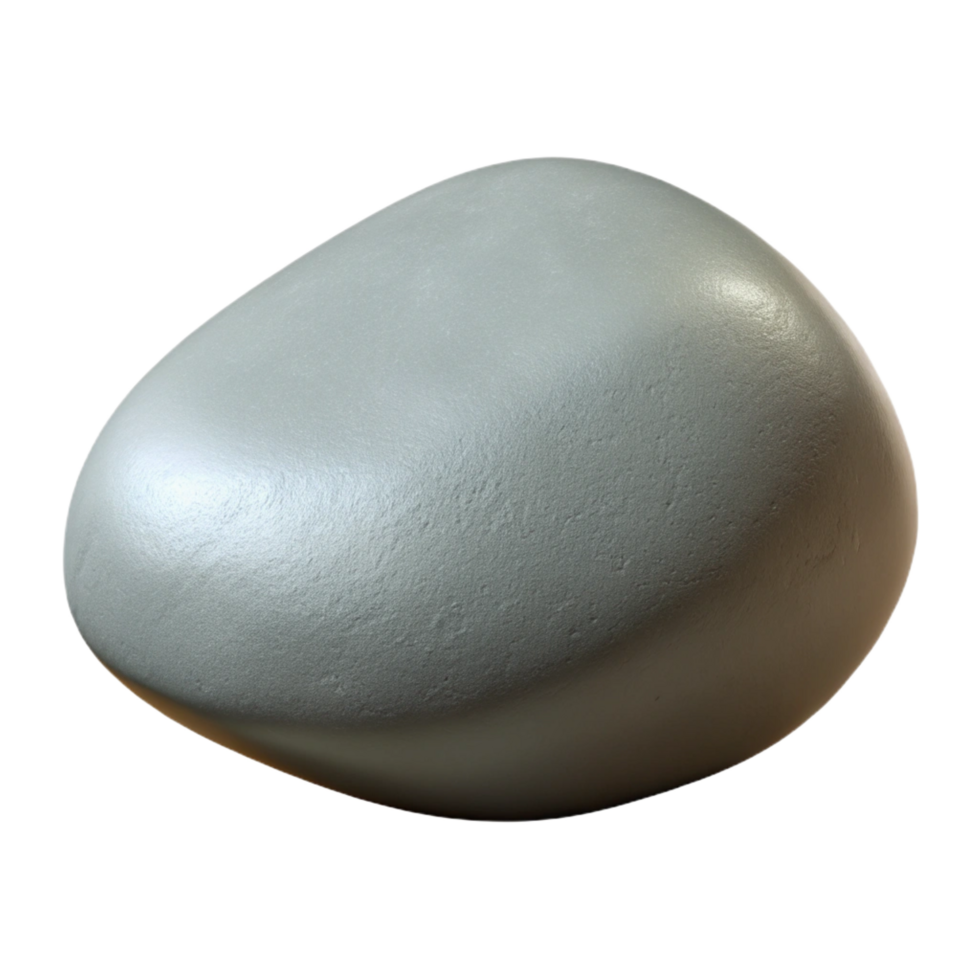 distinguished minimalist Photorealistic, hyper-specific, isolated cutout of a single, smooth, grey river stone, with subtle texture and variations in color with Transparent Background top-tier png