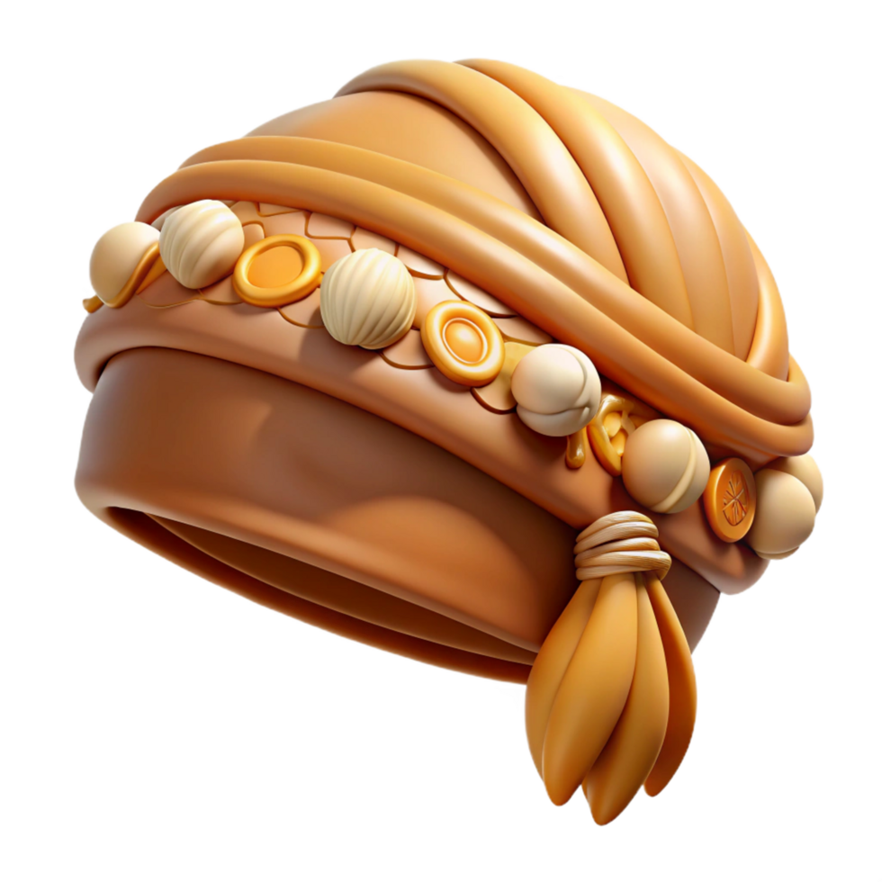 coveted nordic Hyper-specific professional render of a tribal woven headwrap decorated with shells with Transparent Background luxury png