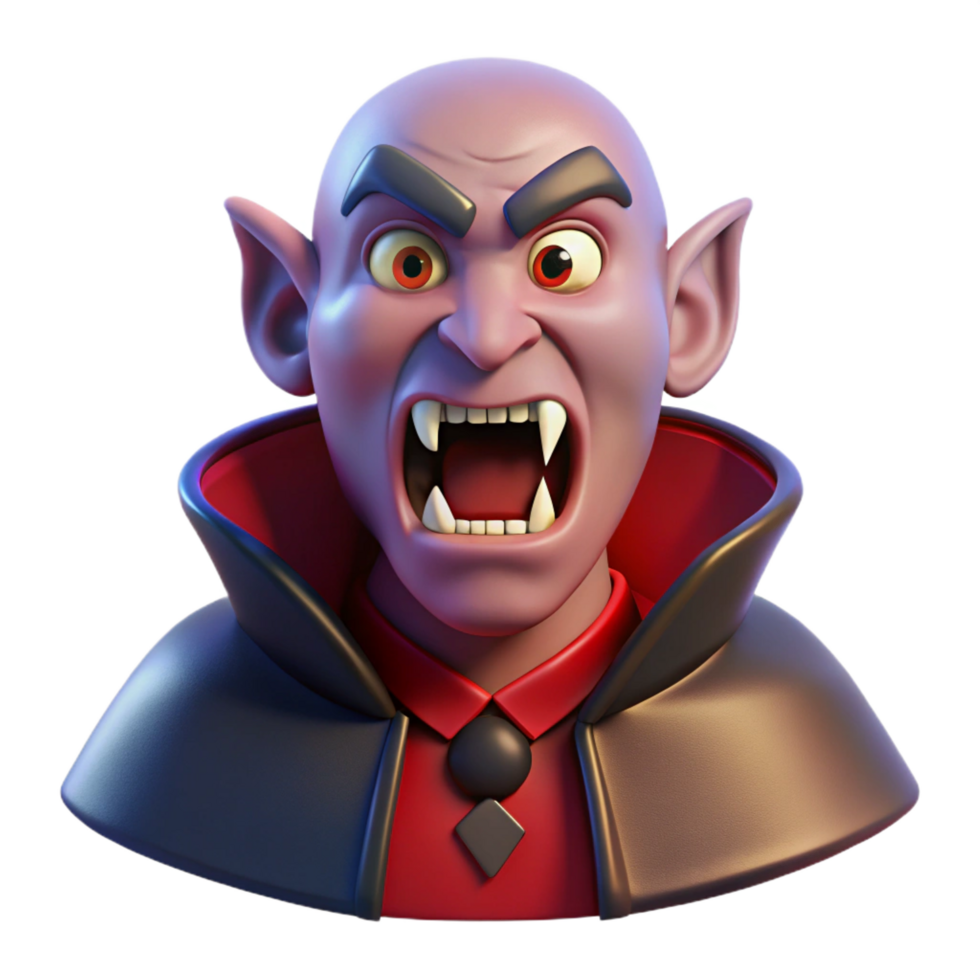 iconic tropical A menacing vampire, fangs bared with Transparent Background perfect clarity png