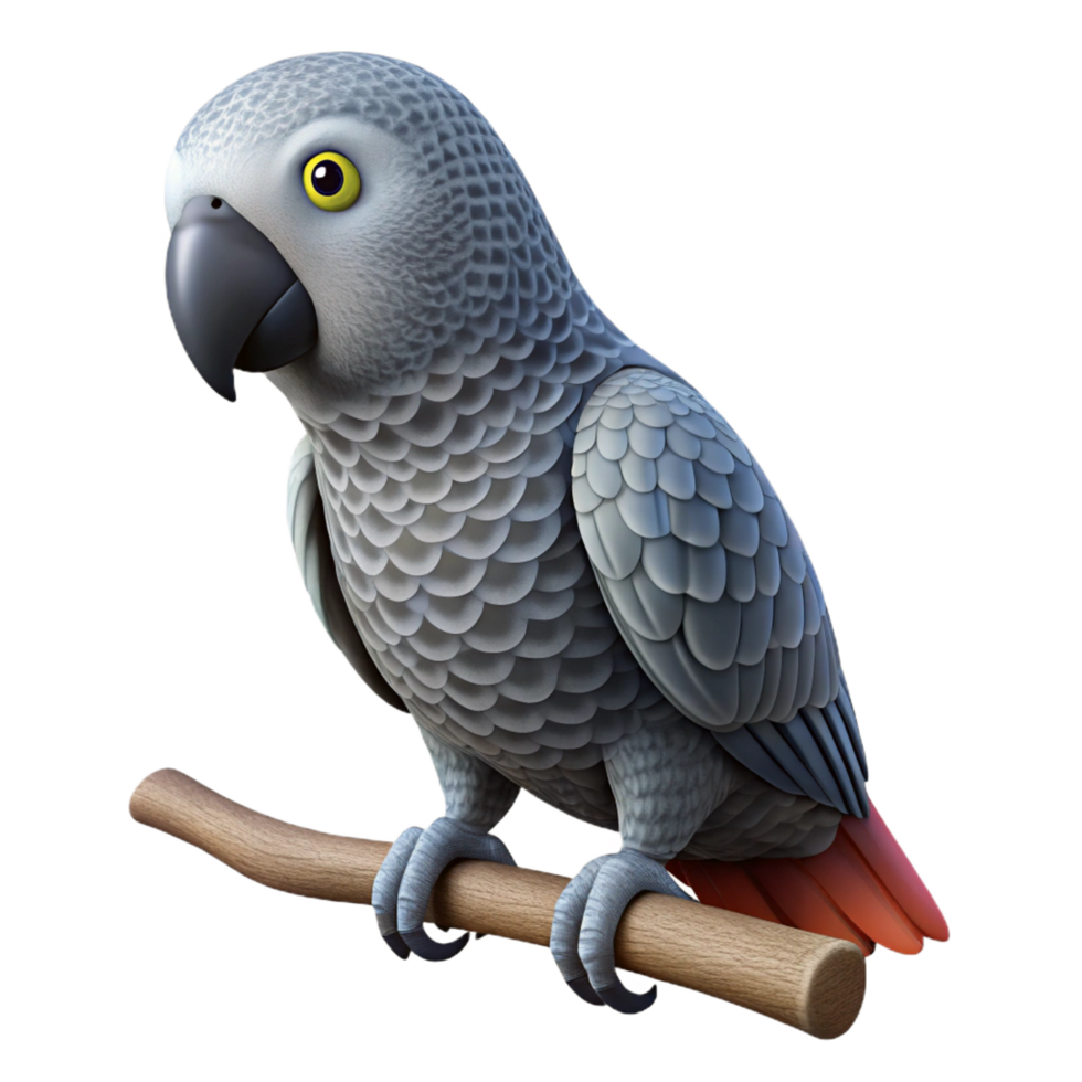 sumptuous retro Parrot, African Grey, perched on branch branch not visible, intelligent gaze with Transparent Background gallery standard png