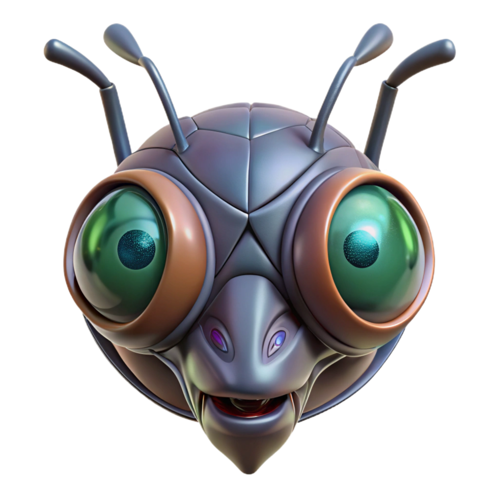 elegant iconic Alien insect head with multifaceted eyes with Transparent Background png
