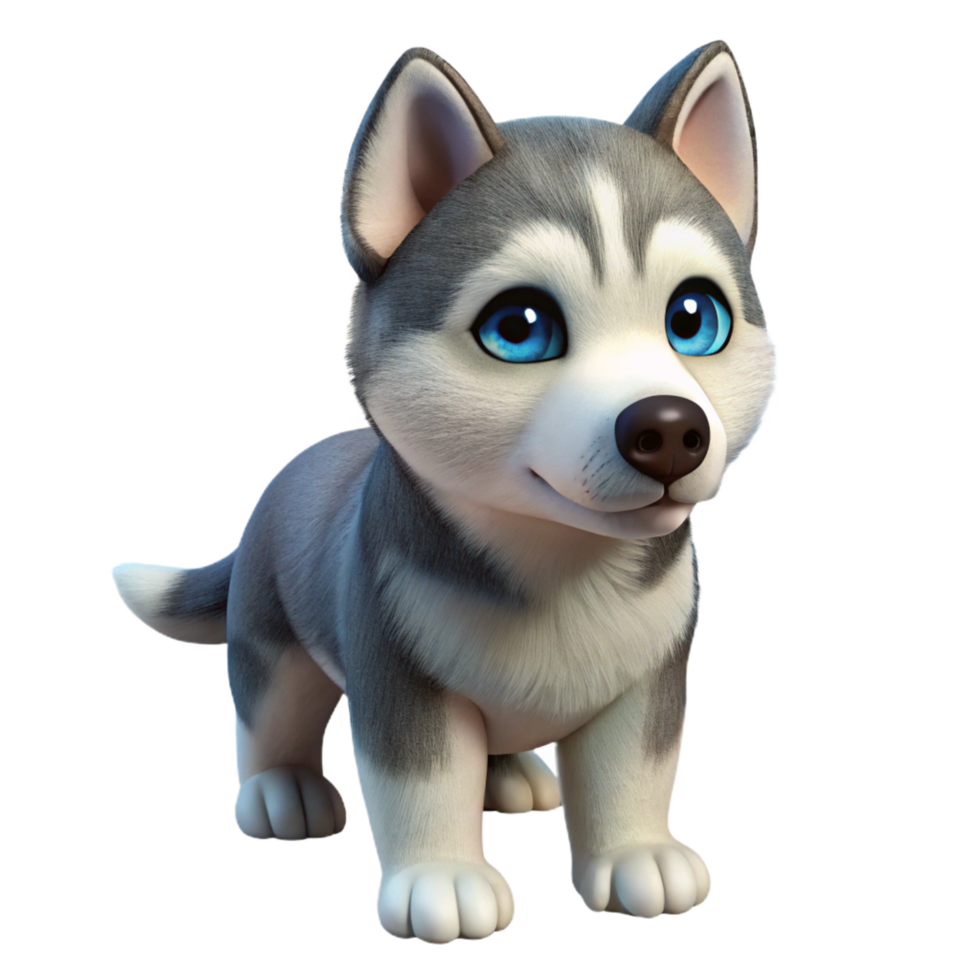 serene whimsical artistic Siberian Husky puppy, head tilt, curious expression with Transparent Background ultra HD png