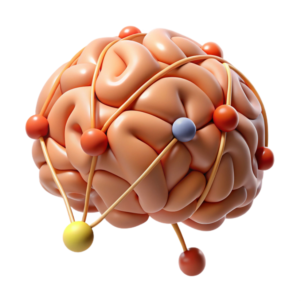 remarkable modern A stylized brain with interconnected neural pathways with Transparent Background precision png