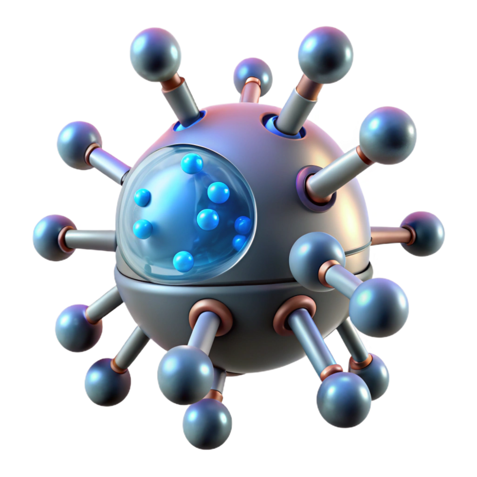 glorious bold renaissance Medical nanobot swarm with microscopic detail and glowing particles with Transparent Background perfect clarity png