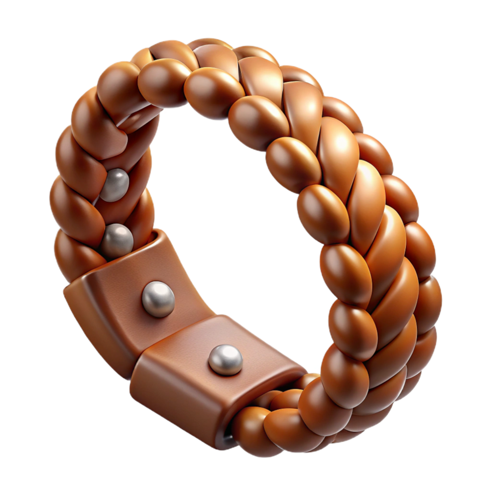 elegant retro Photorealistic, ultra-detailed isolated cutout of a tribal bracelet made of woven leather and metal beads with Transparent Background top-tier png