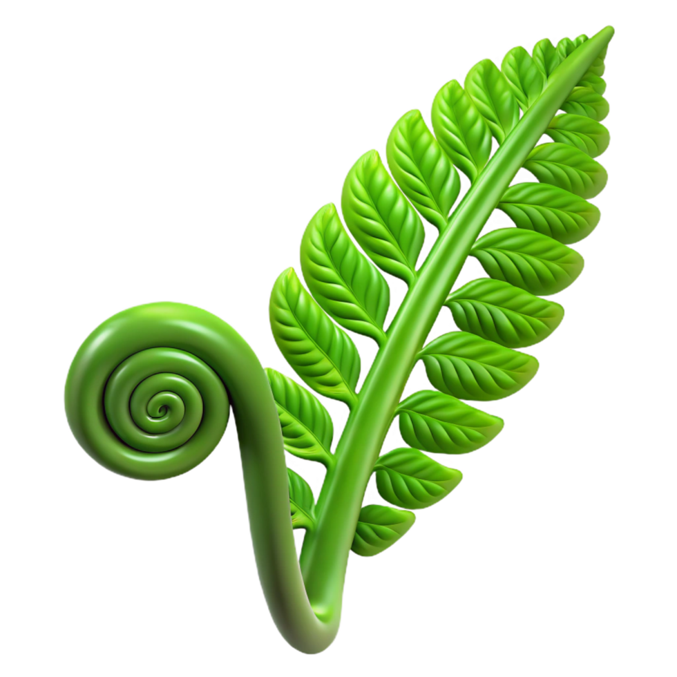 glorious celebrated Green fern frond unfurling with Transparent Background png