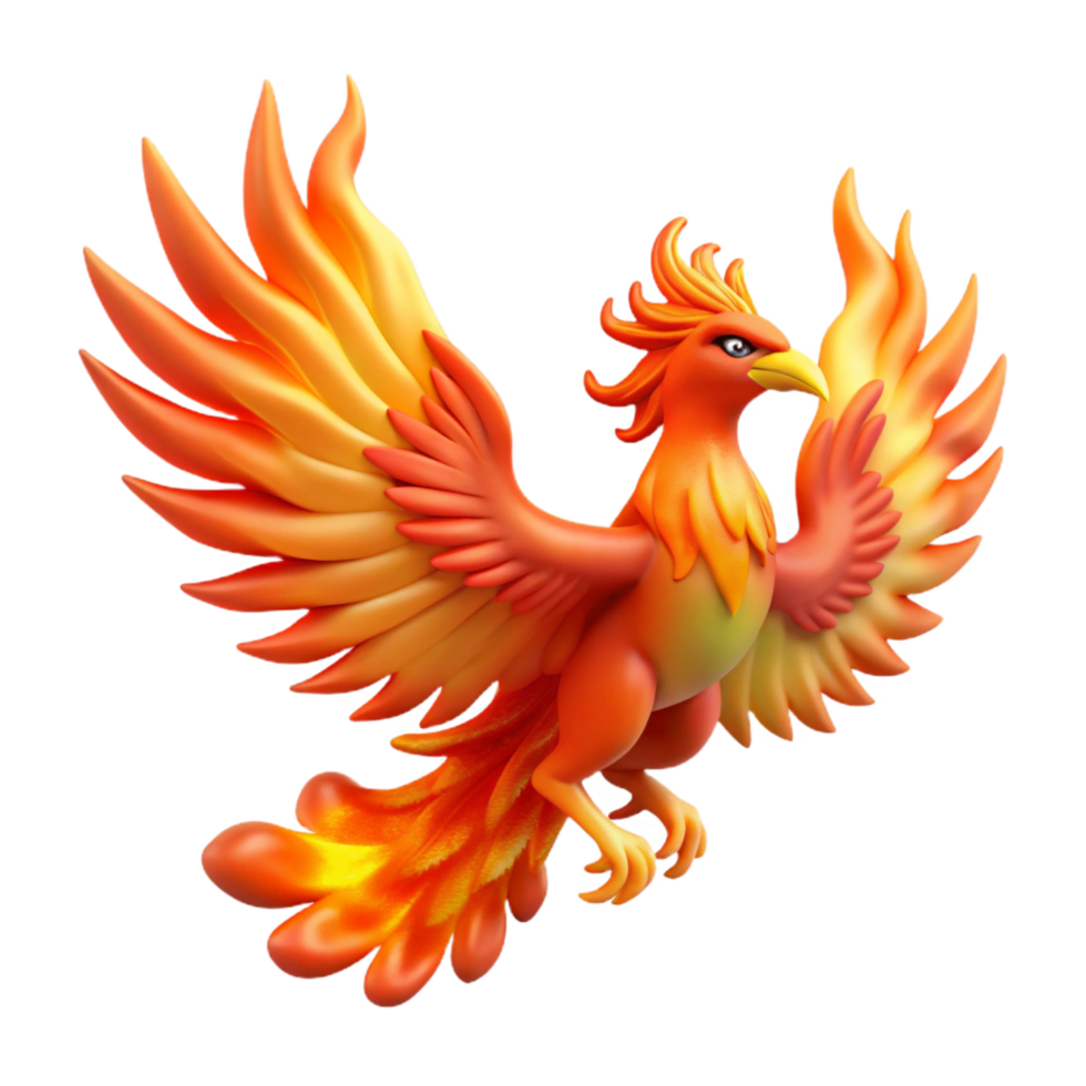dreamy wonderful Phoenix, mythical firebird, rising from ashes, with Transparent Background professional png
