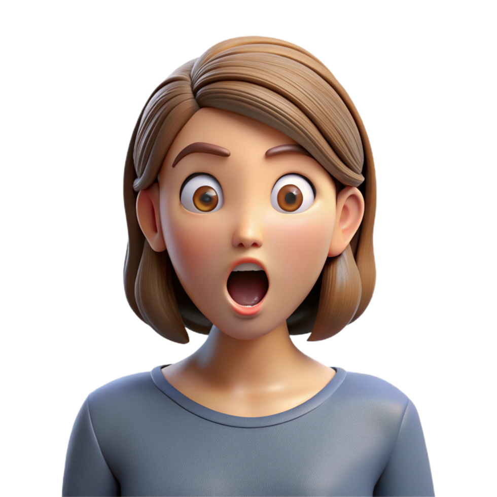 joyful picturesque Surprised woman with wide open eyes with Transparent Background high resolution png
