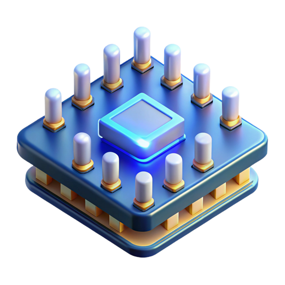 inspired futuristic Ultra-detailed professional render of a single circuit board with glowing LEDs, isolated cutout with Transparent Background handcrafted png