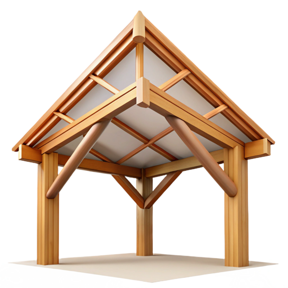 beautiful sought-after Wooden roof truss structure, with Transparent Background png