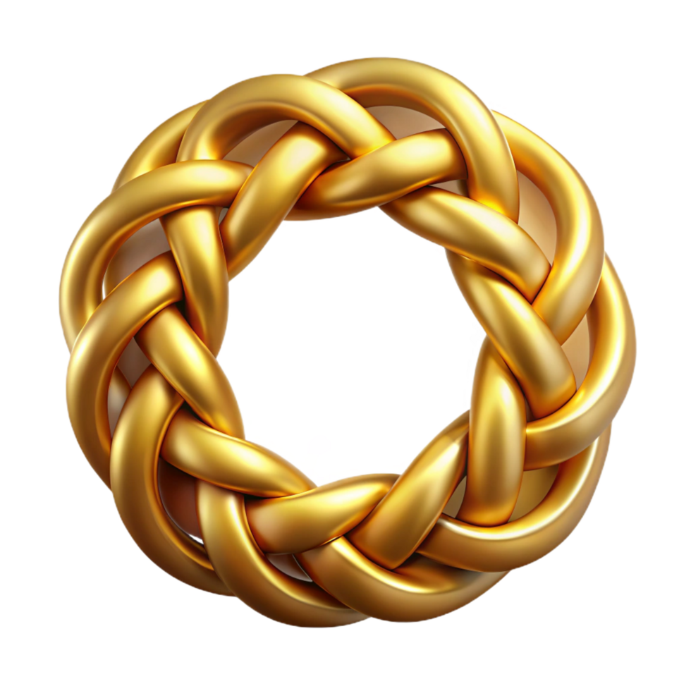 enchanting bohemian Concept art style, isolated cutout of a single Celtic torc made of intricately woven gold, hyper-specific with Transparent Background exclusive png