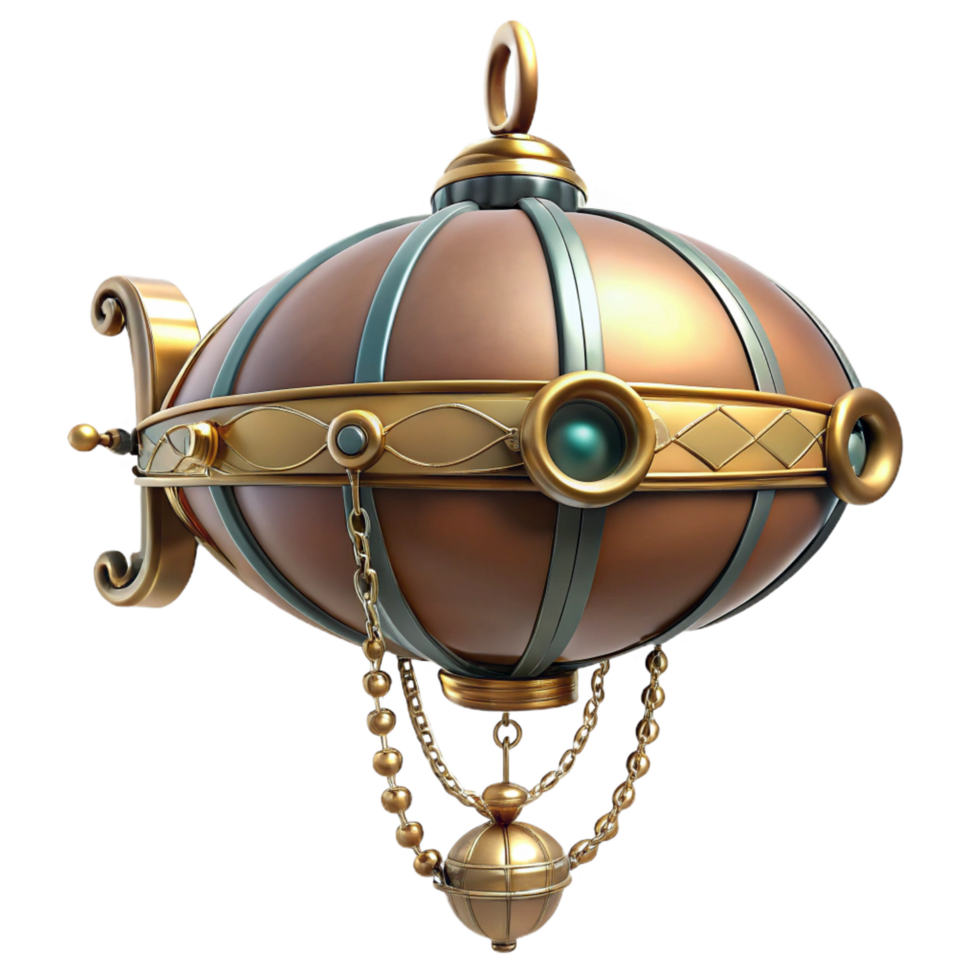 exquisite memorable Steampunk dirigible miniature pendant with intricate details with Transparent Background png