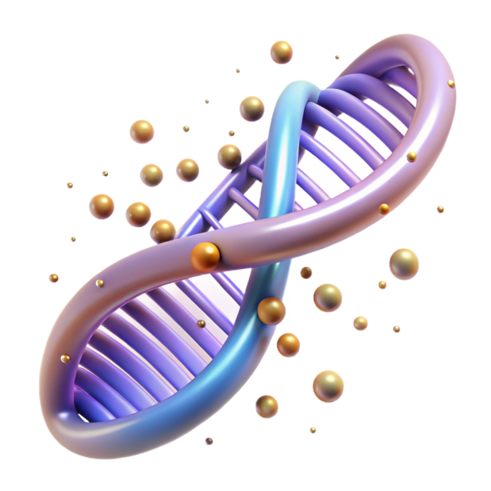 joyful wonderful A DNA double helix composed of glowing particles, with Transparent Background top-tier png