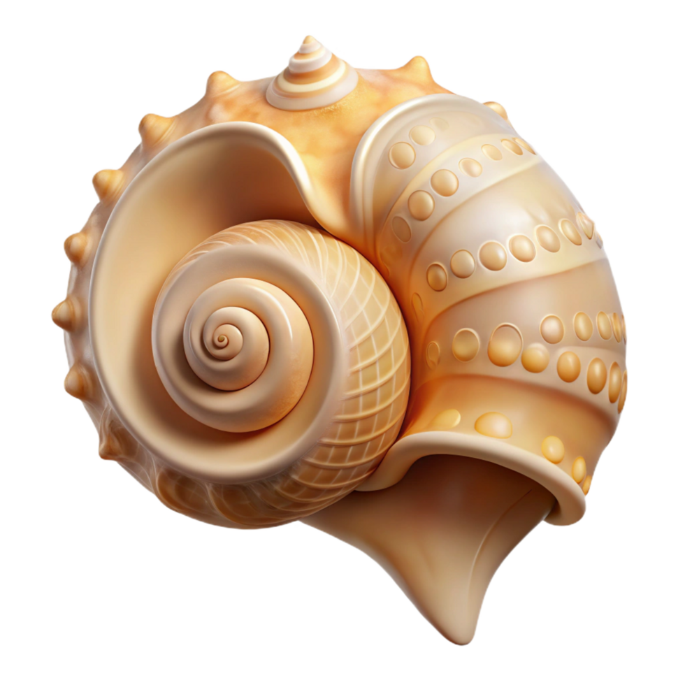 playful immaculate Ultra-detailed, hyper-specific isolated cutout of a single, perfect spiral seashell with intricate texture and patterns with Transparent Background high quality png