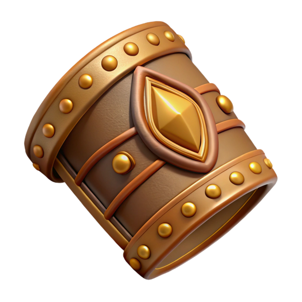 remarkable contemporary Professional render, hyper-specific, isolated cutout of a tribal warrior's leather armband with embossed designs with Transparent Background fine detail png