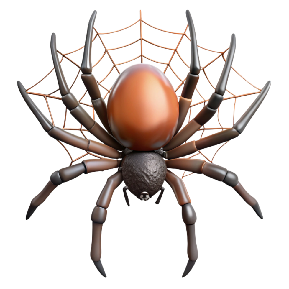 pristine rustic Spider, eight legs, intricate web, with Transparent Background museum quality png