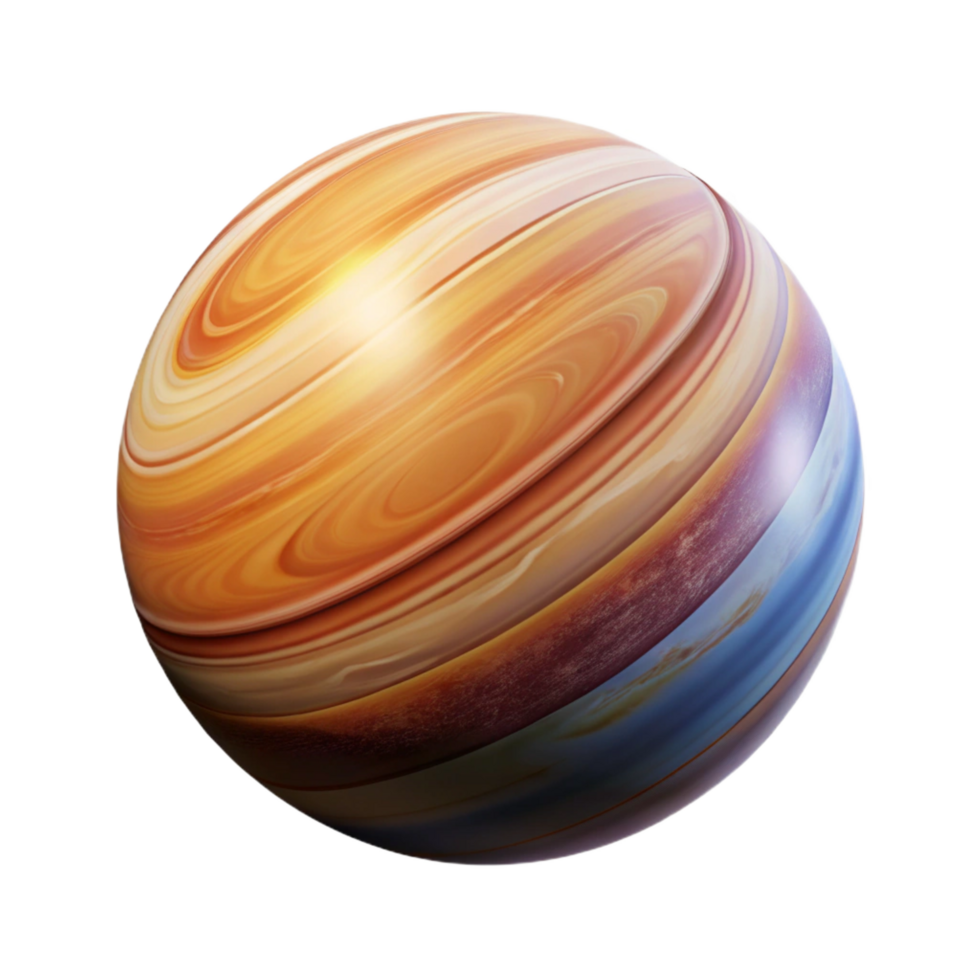 picturesque remarkable Photorealistic, hyper-specific professional render of a single, gas giant planet, swirling atmospheric bands with Transparent Background png