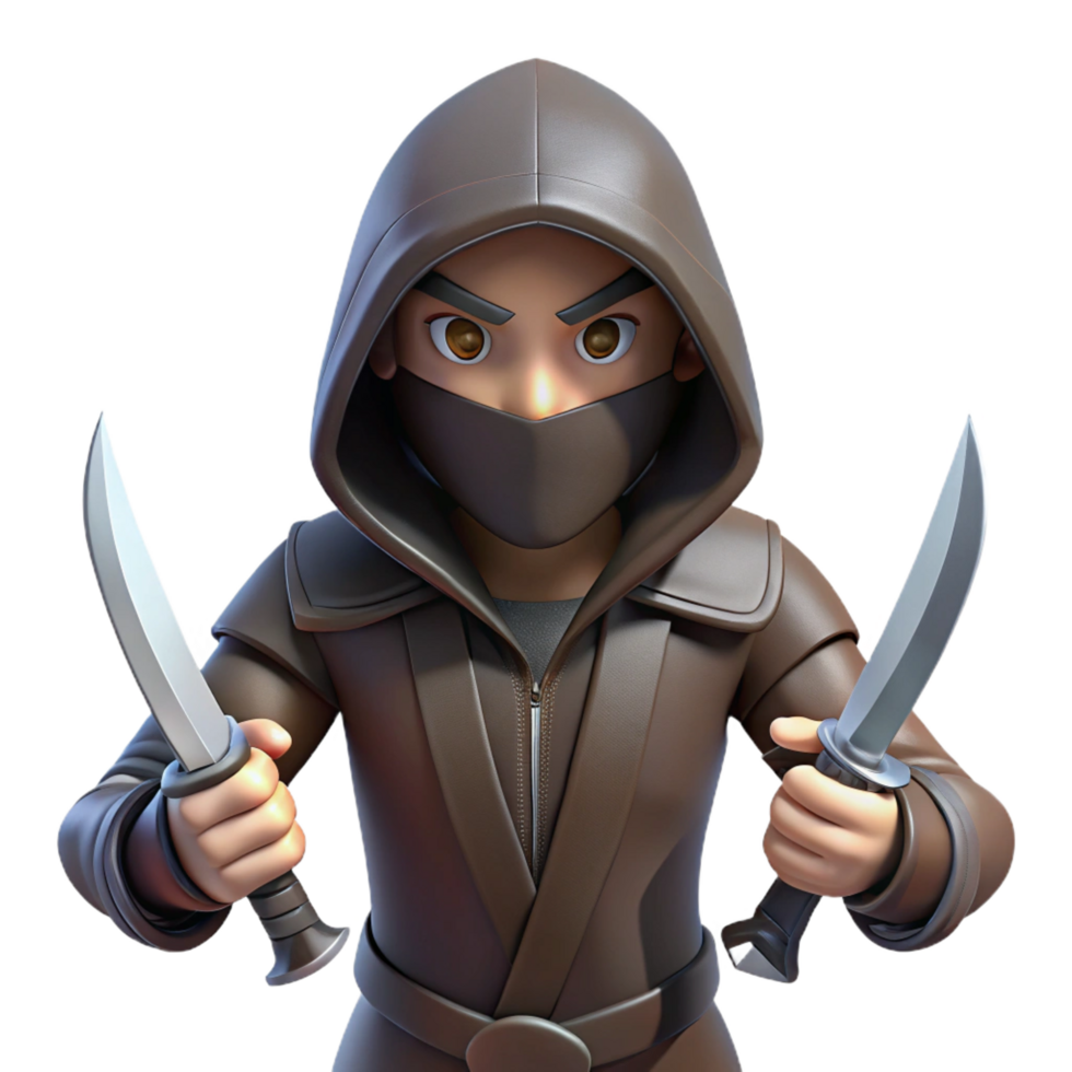 coveted baroque A hooded assassin, holding a pair of daggers with Transparent Background ultra HD png