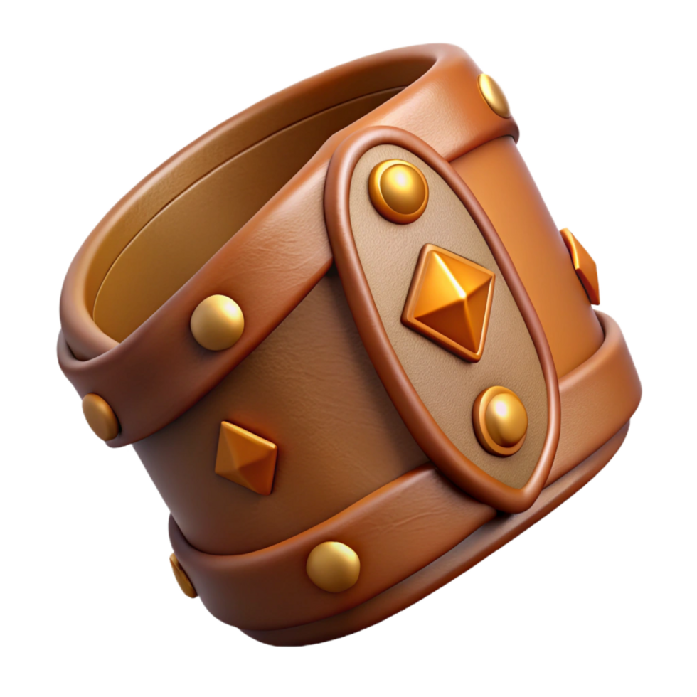 wonderful signature Professional render, hyper-specific, isolated cutout of a tribal warrior's leather armband with embossed designs with Transparent Background png
