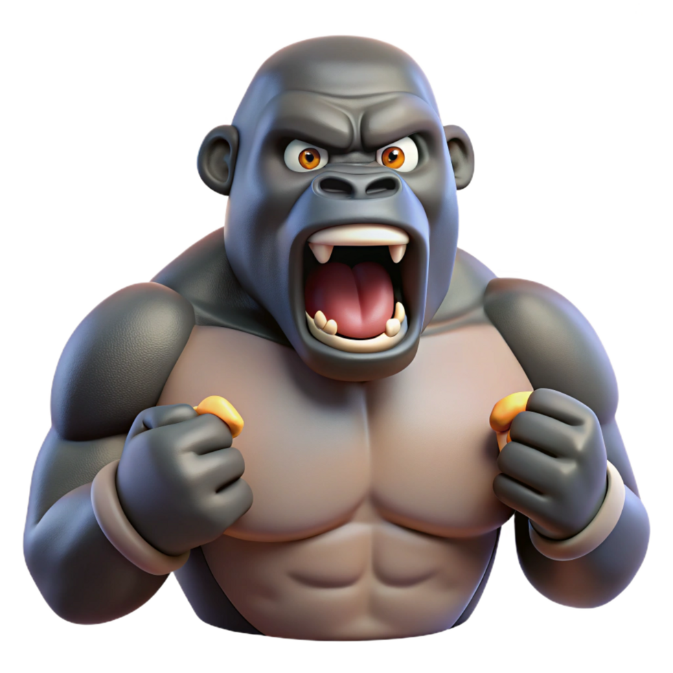 coveted artistic A growling Gorilla, chest beating, with Transparent Background authentic png