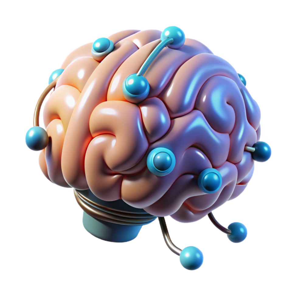 iconic traditional Cybernetic brain implant with glowing connections with Transparent Background elite png