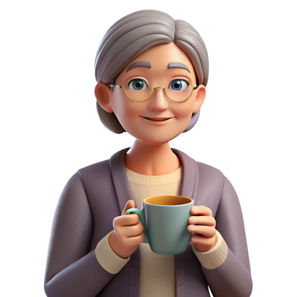 dazzling exemplary Relaxed middle-aged woman with a cup of tea, with Transparent Background png