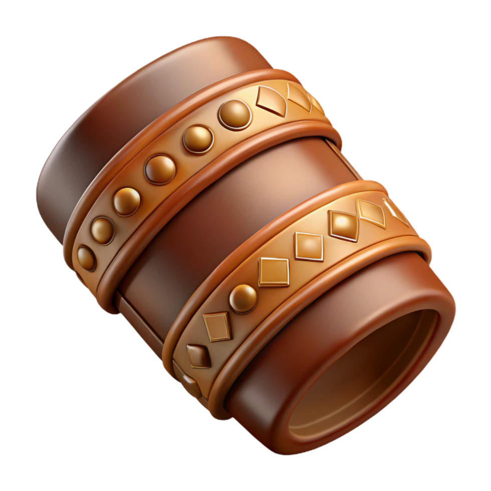 passionate alluring Photorealistic, ultra-detailed, isolated cutout of a tribal man's leather armband with embossed patterns with Transparent Background refined png