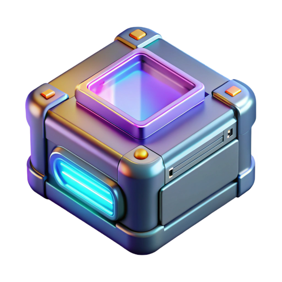 breathtaking bohemian Hyper-specific, ultra-detailed isolated cutout of a futuristic data storage device with holographic interface with Transparent Background luxury png
