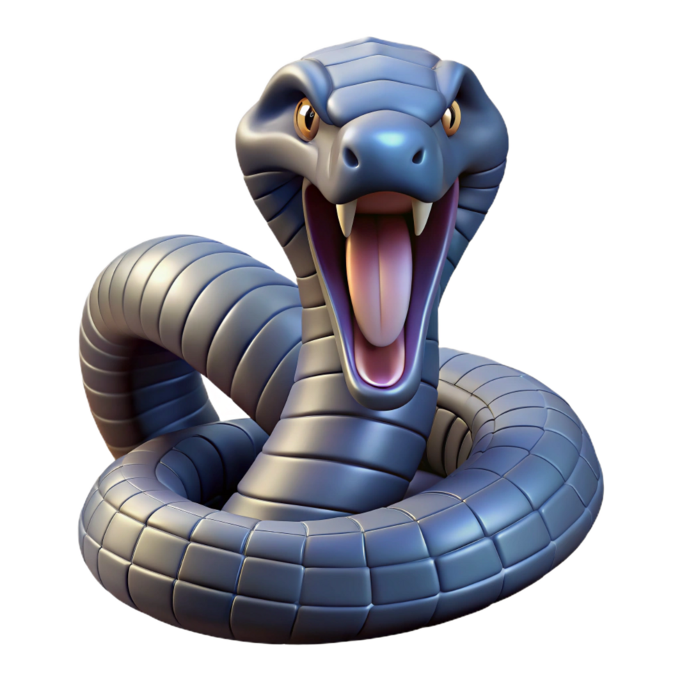 captivating peaceful baroque A hissing Cobra snake, hood expanded, with Transparent Background artisan png