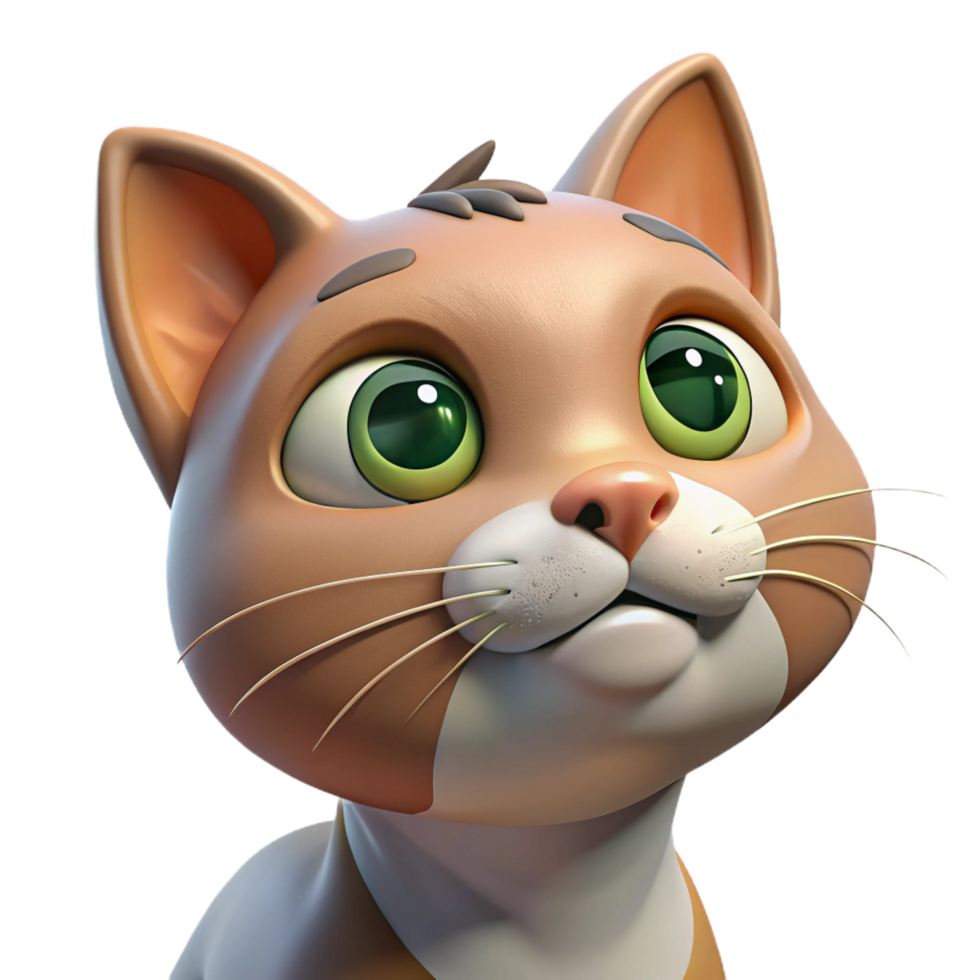 quintessential art deco Cat, curious expression, looking up, with Transparent Background genuine png