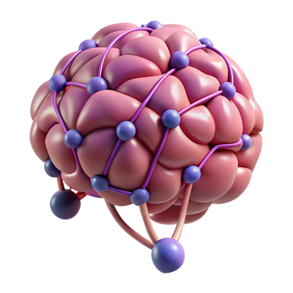 fascinating inspired A stylized brain with interconnected neural pathways with Transparent Background png