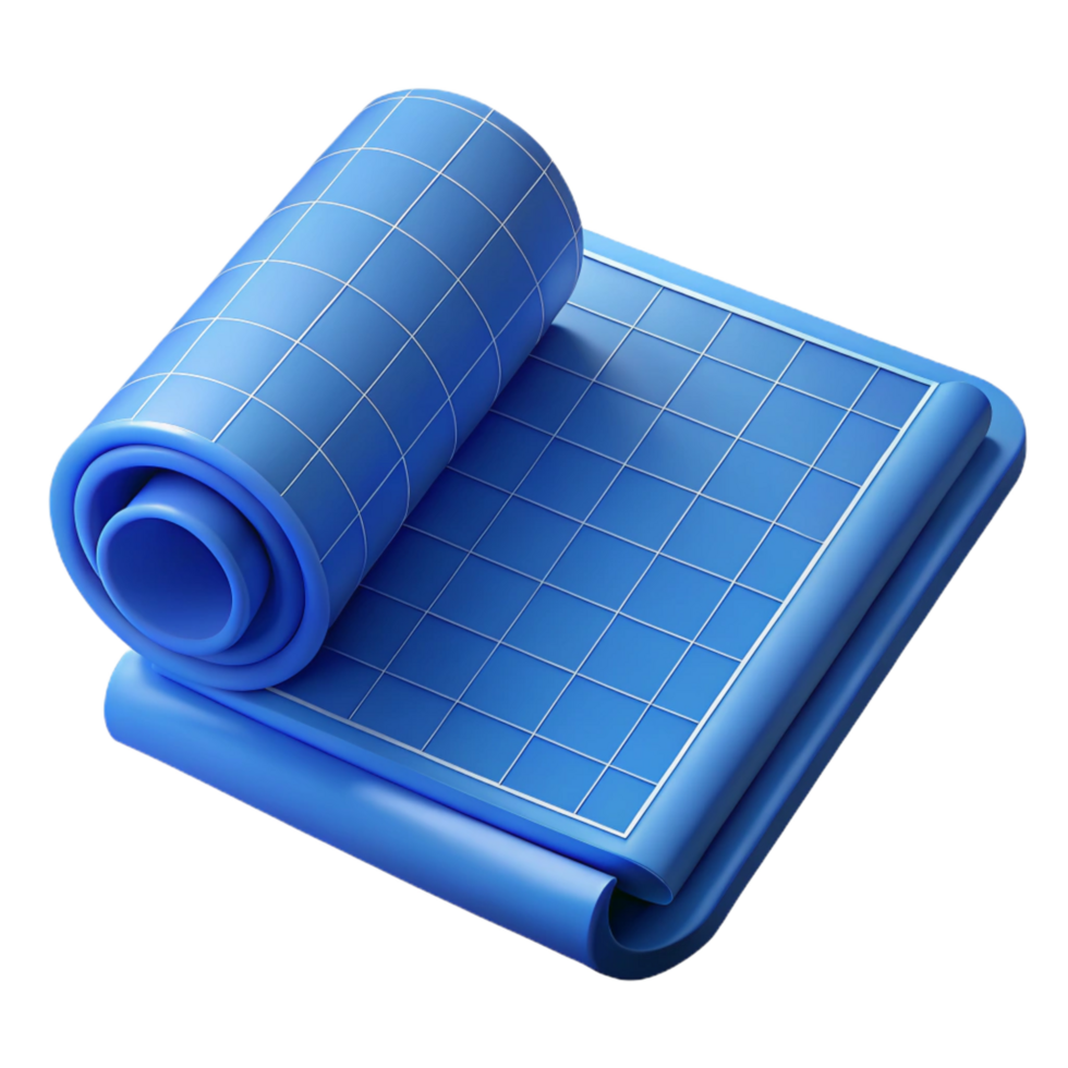 picturesque artistic Photorealistic, ultra-detailed, isolated cutout of a single, architectural blueprint, rolled with Transparent Background original png